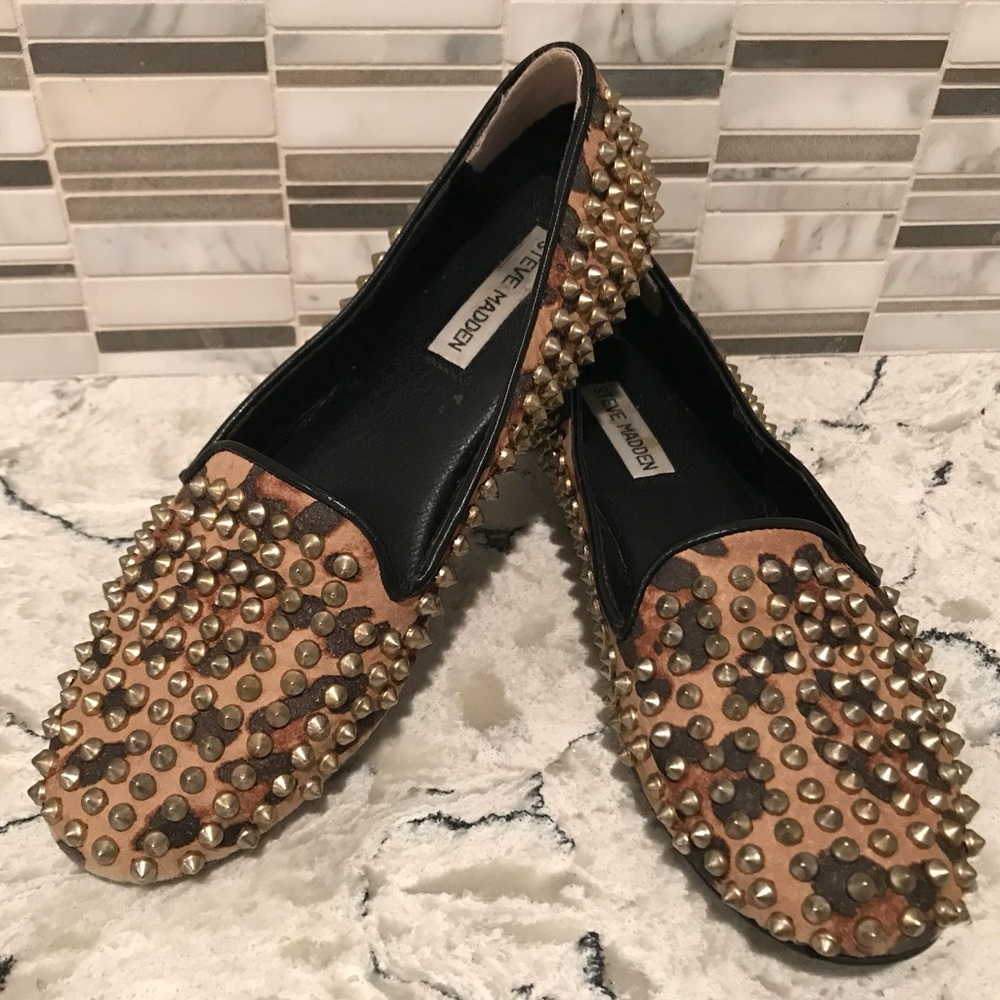 Steve Madden Studded Leopard Flats